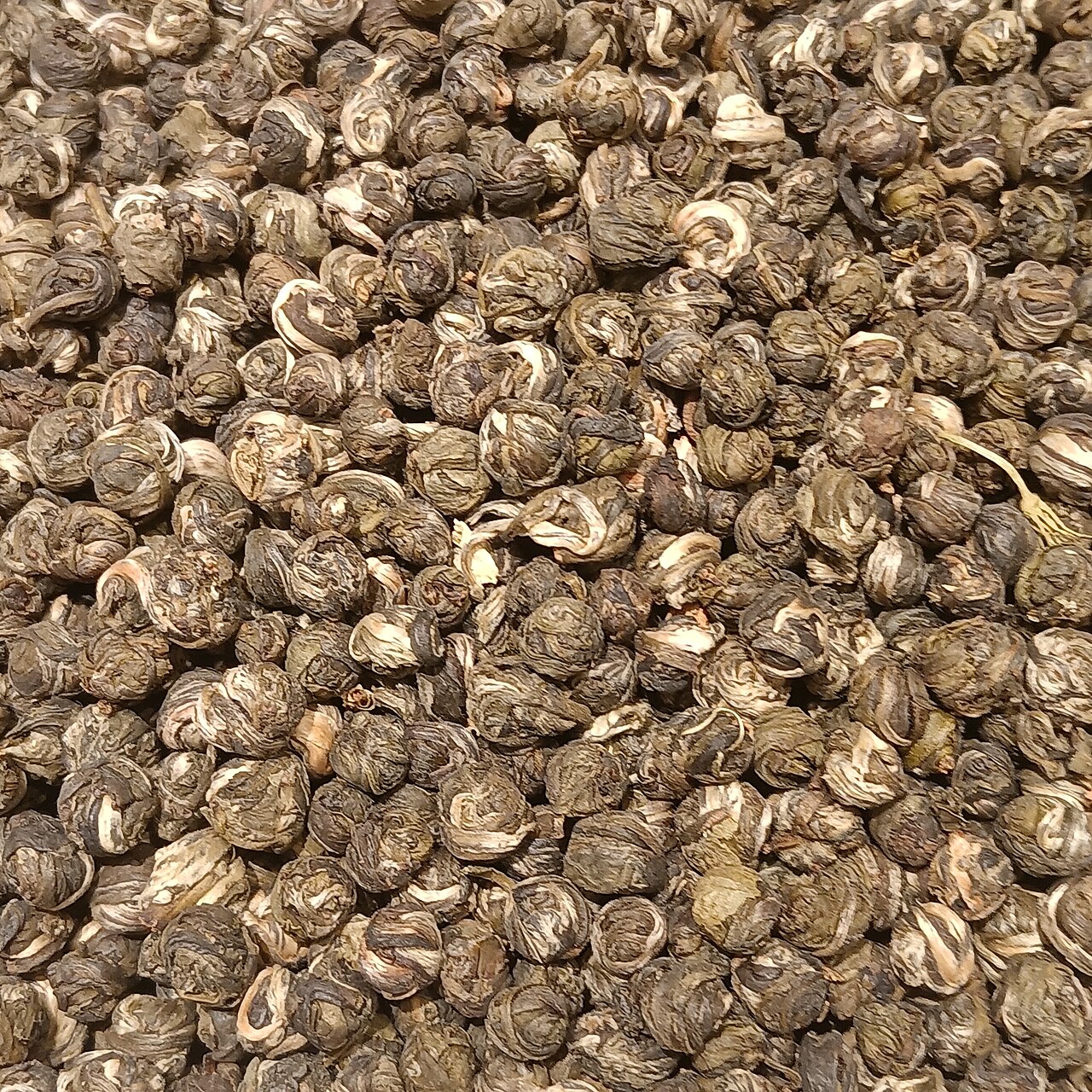 Jasmine pearl tea, rolled into beads